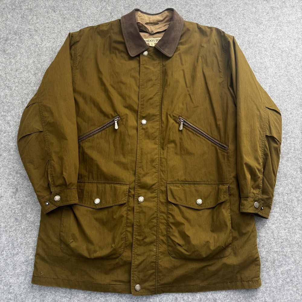 London Fog Chore Barn Coat Mens 2XL Olive Field Jacket Quilted Removable Liner